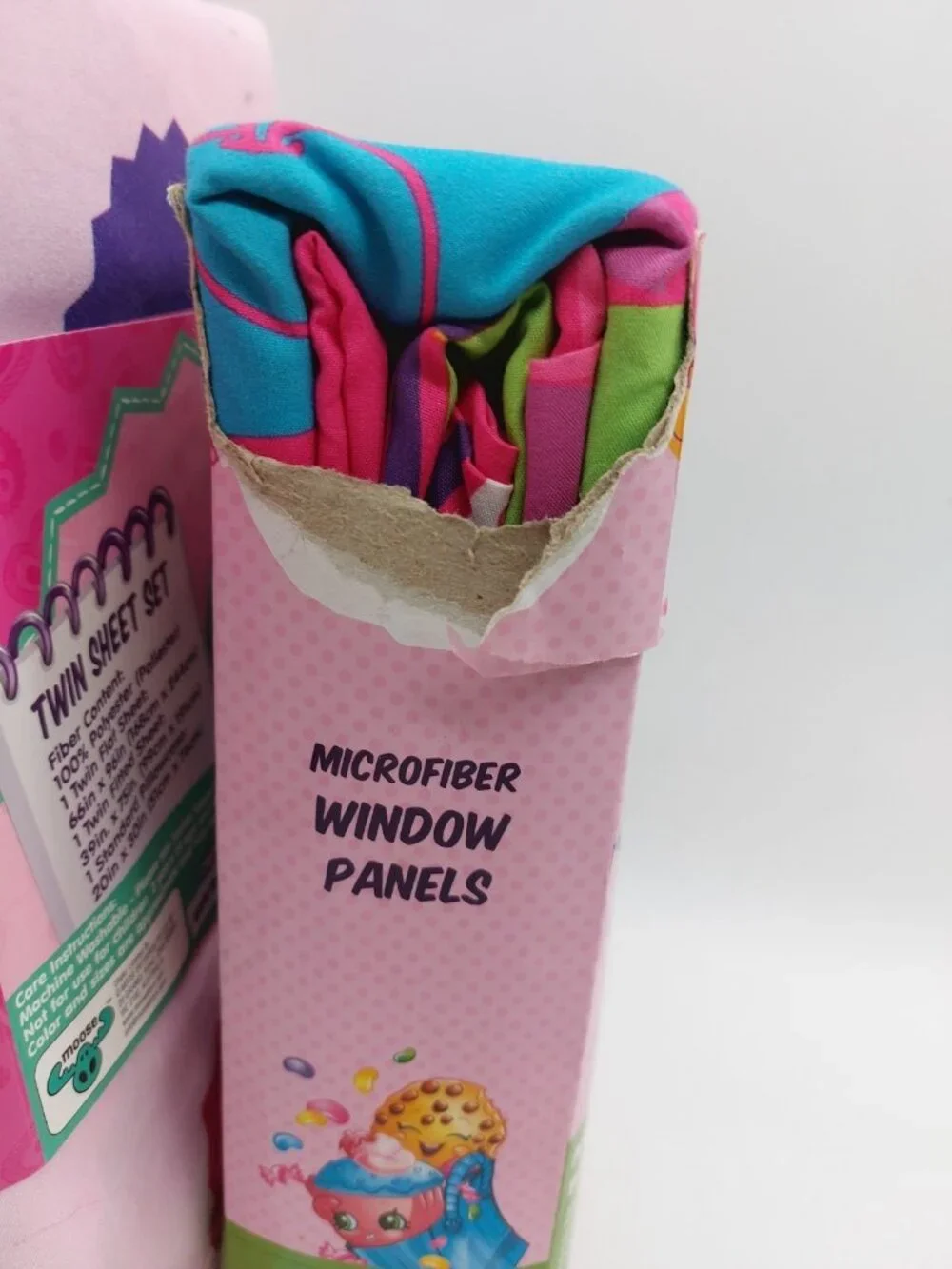 Shopkins Curtains & 3 Piece  Twin Sheet Set NWT